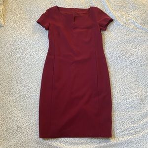 Red Short Sleeved Form Fitting Dress